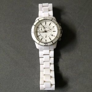 FOSSIL WATCH - Unisex, white acrylic watch.